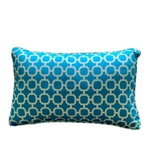Teal Geometric Lumbar Pillow – Reversible Indoor Outdoor by Pillow Perfect